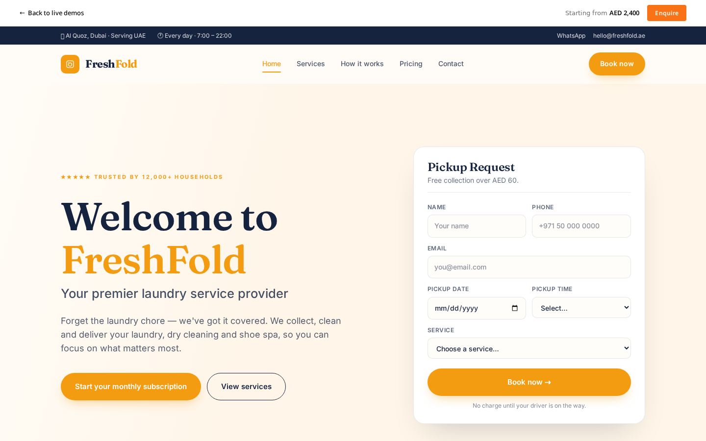 FreshFold — Premium Laundry
