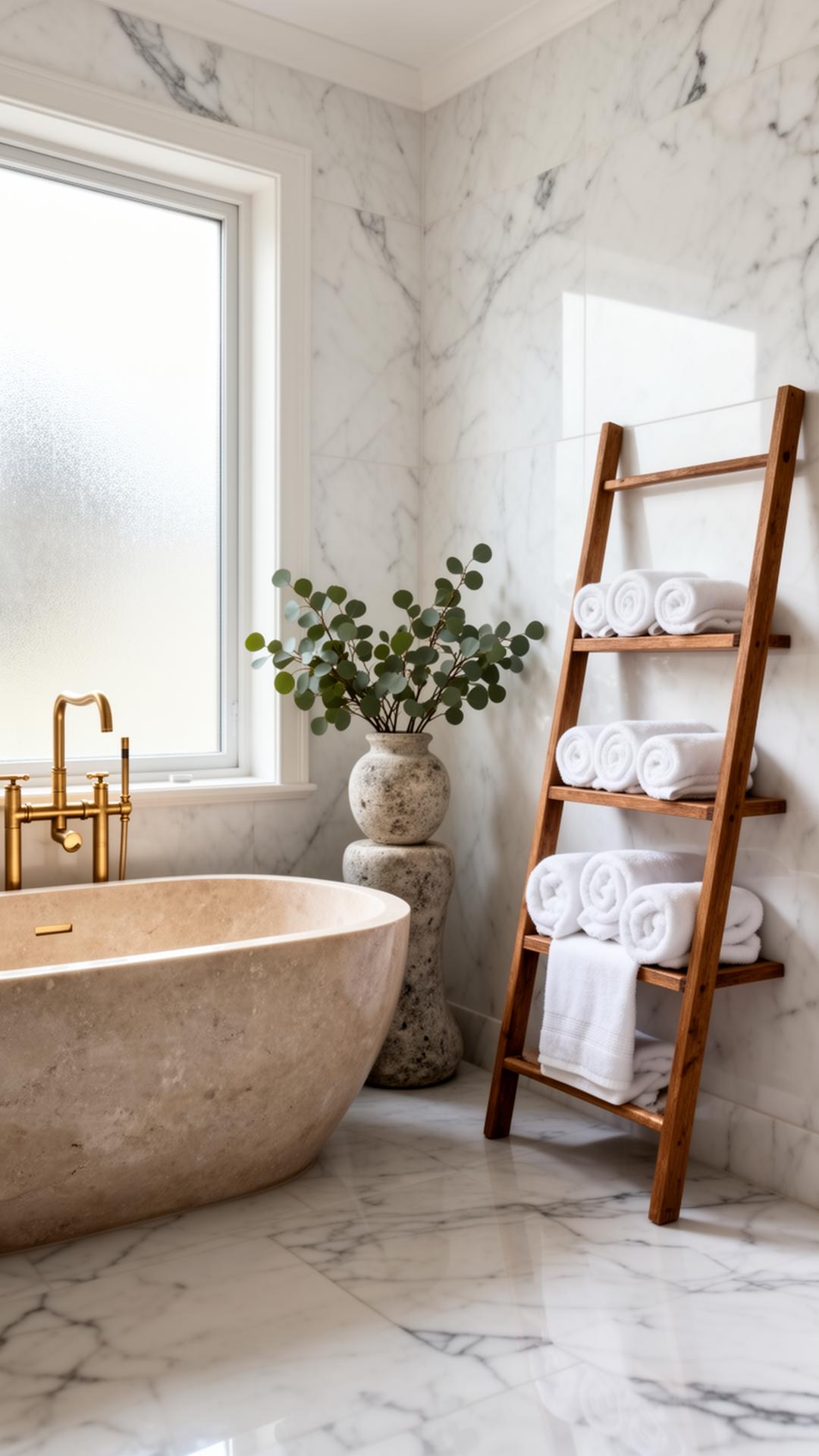 A luxurious marble bathroom