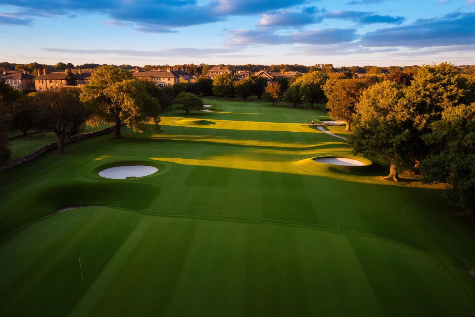 Fairway from the air at golden hour